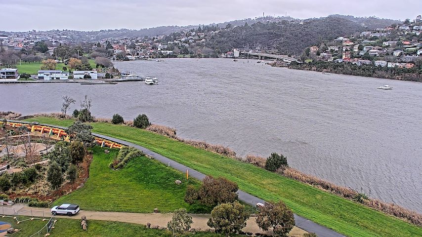 Tiešraides kameras kanāls no Tamar Estuary Launceston, Tasmania